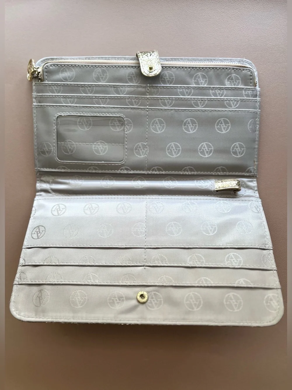 Adrienne Vittadini Gold Glitter Wallet/Wristlet